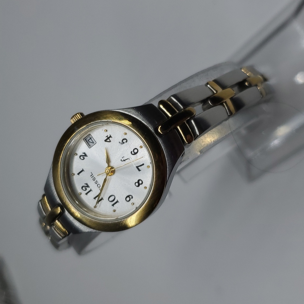 Vintage Fossil F² Watch ES9439 Two Tone Gold Silver Stainless Steel Gold